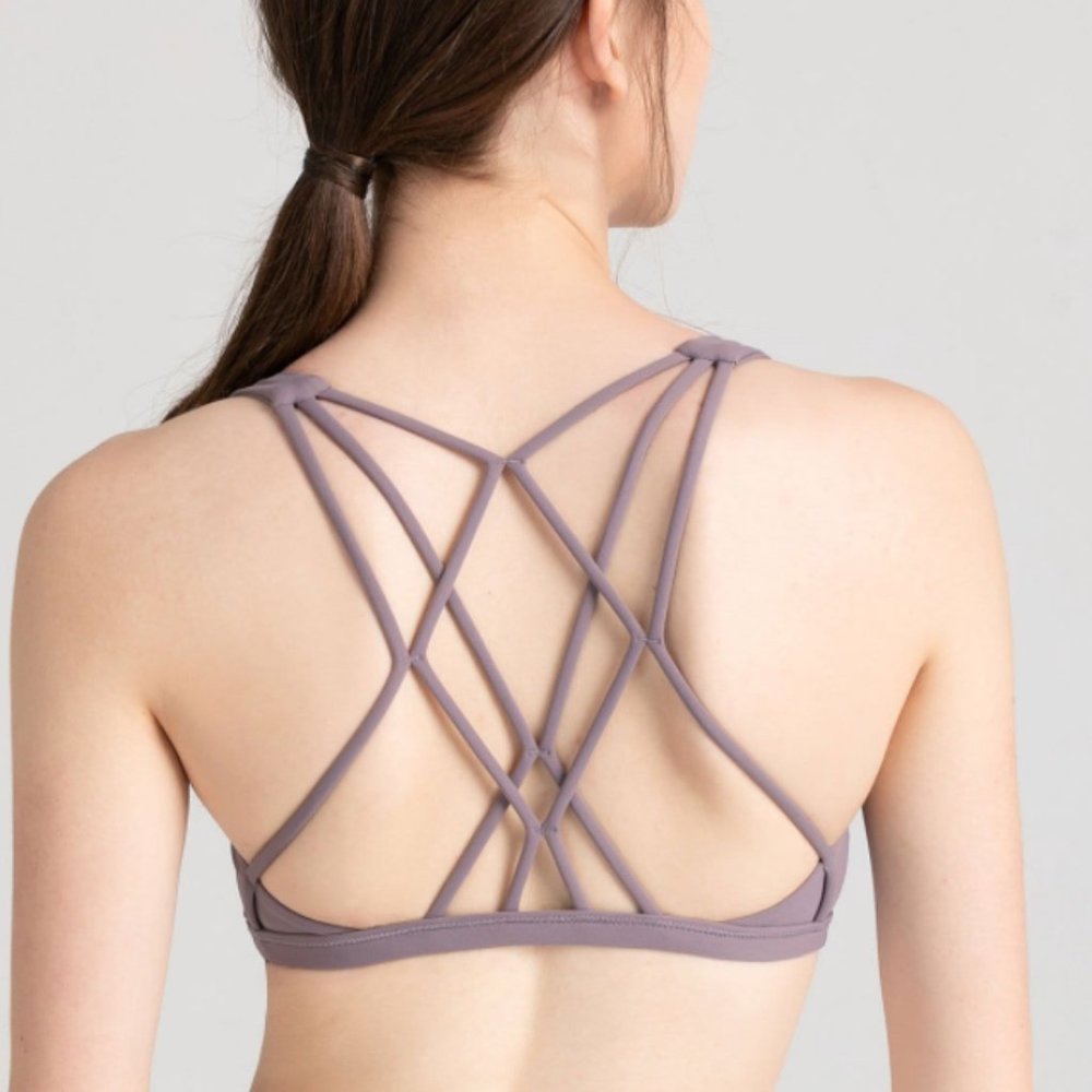 J.ING Powdered Violet Diamond Back Bra Top…